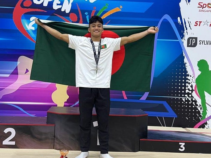 ভল্টিং টেবিল ইভেন্টে উটিং ওয়াং মারমা জিতেছেন সোনা