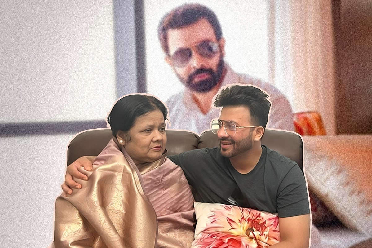 মা রেজিয়া বেগমের সঙ্গে শাকিব খান। কোলাজ