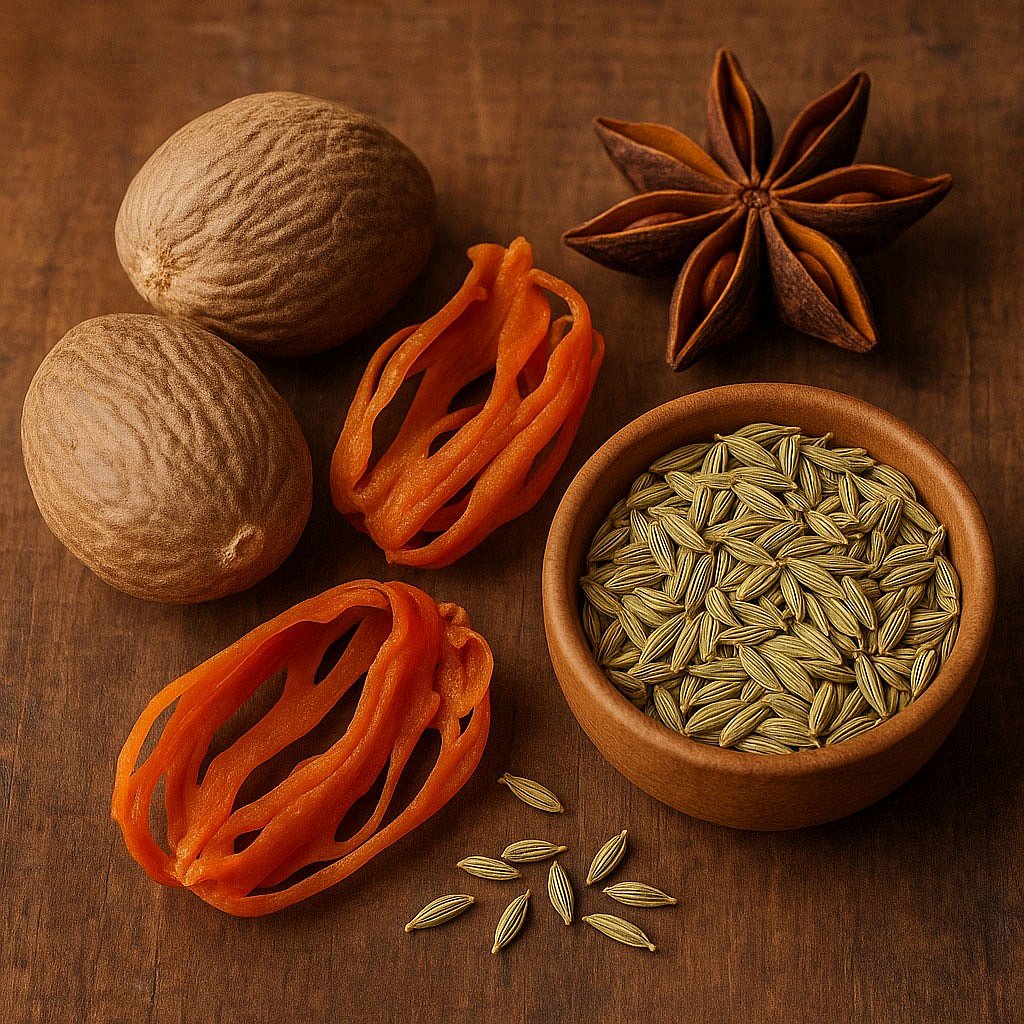 জায়ফল, জয়ত্রী, মৌরি ও তারা মসলা