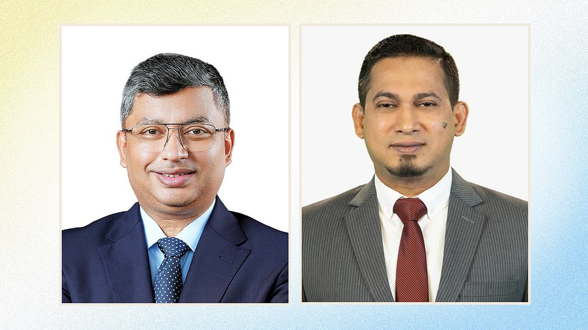 বাংলাদেশ কম্পিউটার সমিতির নতুন সভাপতি মোহাম্মদ জহিরুল ইসলাম (বাঁয়ে) ও মহাসচিব মুহাম্মদ মনিরুল ইসলাম