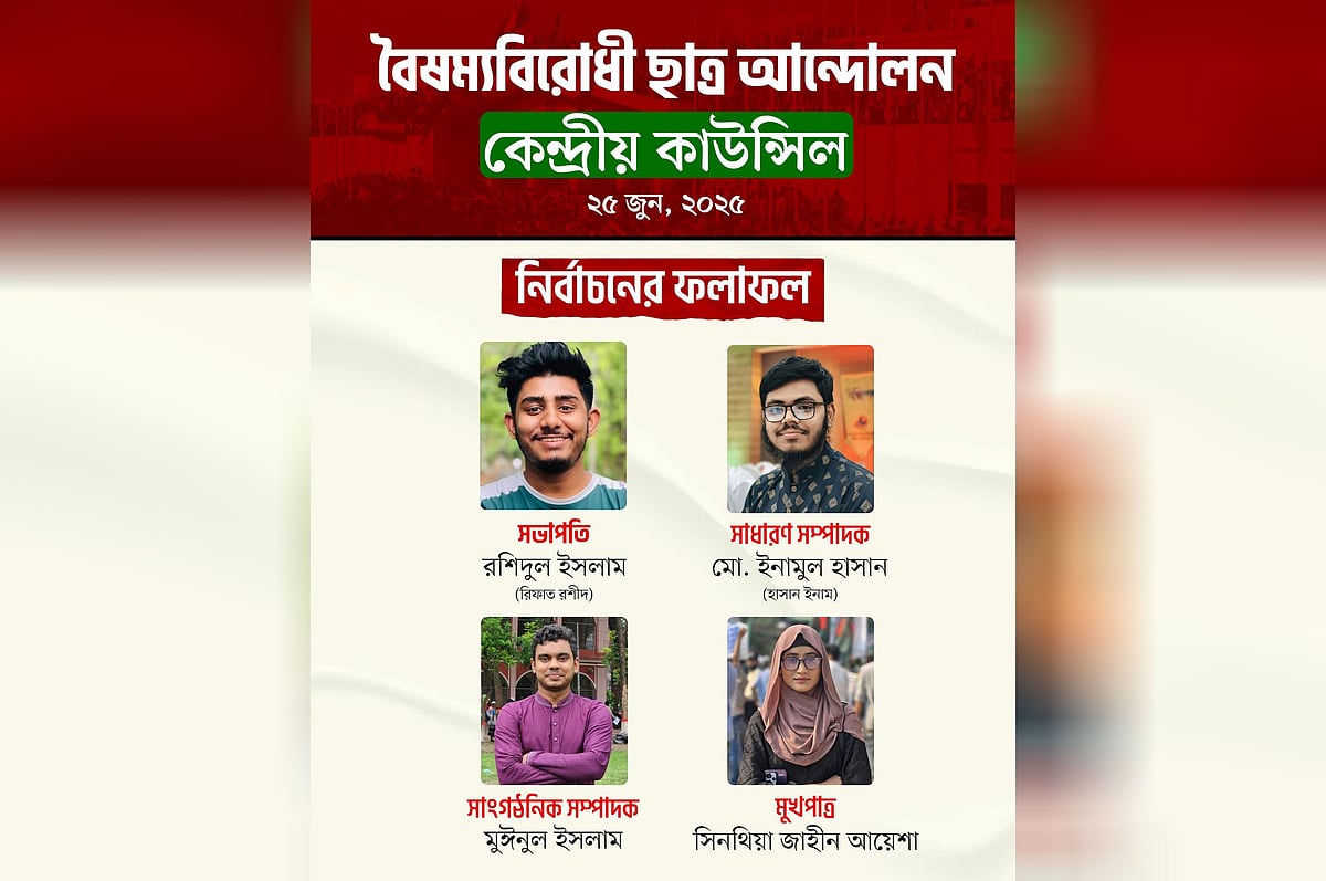 বৈষম্যবিরোধী ছাত্র আন্দোলনের নতুন কেন্দ্রীয় কমিটির নেতারা