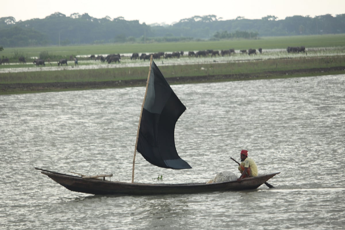 ভোলা-বরিশাল নৌপথে চলতে গেলে এমন দৃশ্য চোখে পড়ে