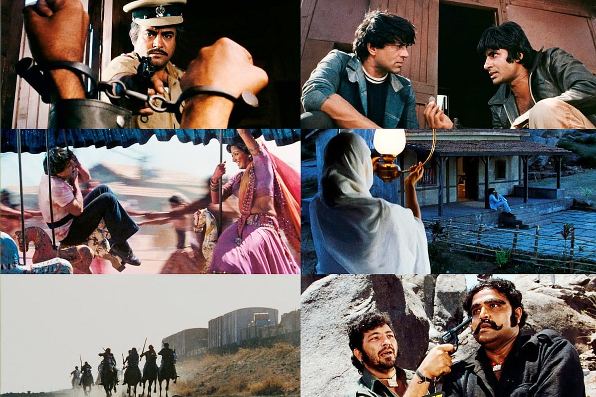 আজ নতুন করে মুক্তি পাচ্ছে ‘শোলে’। কোলাজ