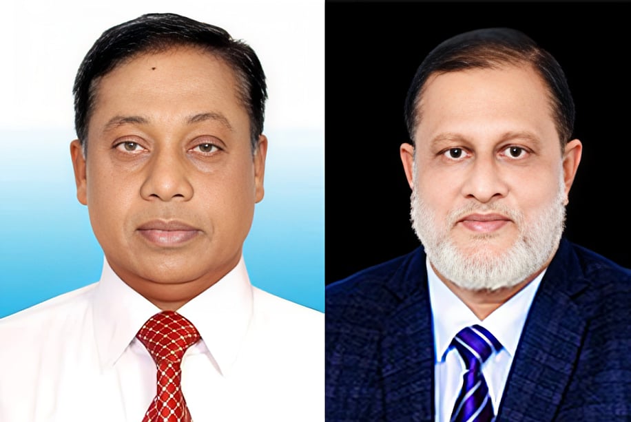 স্নেহাংশু সরকার (বাঁয়ে) ও মজিবুর রহমান