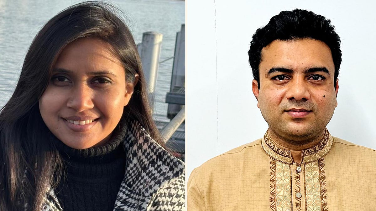 মারুফা রহমান (বাঁয়ে) ও সুজন মাহমুদ