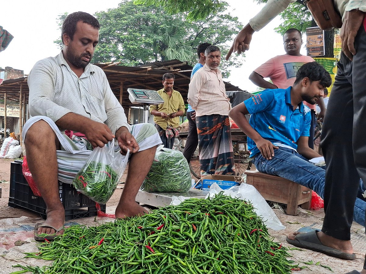 রাজশাহীতে টানা বৃষ্টিতে মরিচের দাম কয়েক গুণ বেড়েছে। রাজশাহী নগর–সংলগ্ন পবা উপজেলার খড়খড়ি বাইপাস বাজারে এলাকায় উচ্চ মূল্যে মরিচ বিক্রি হচ্ছে। আজ শুক্রবার সকাল পৌনে ৮টার দিকে