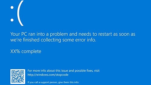 নীল রঙের ‘ব্লু স্ক্রিন অব ডেথ’ পর্দা