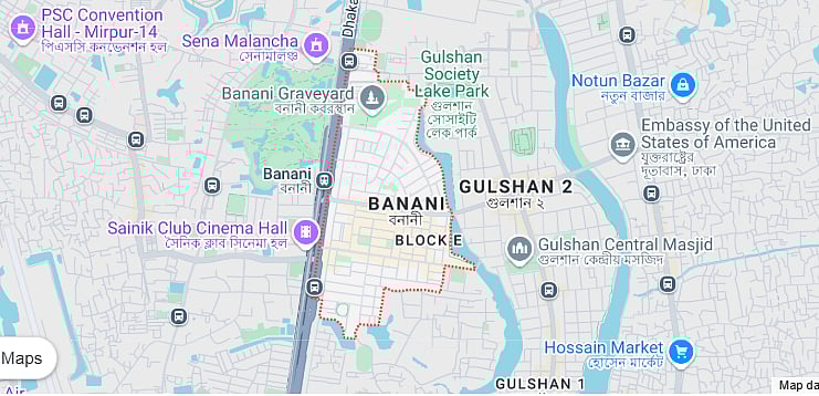 রাজধানীর বনানী এলাকার ম্যাপ