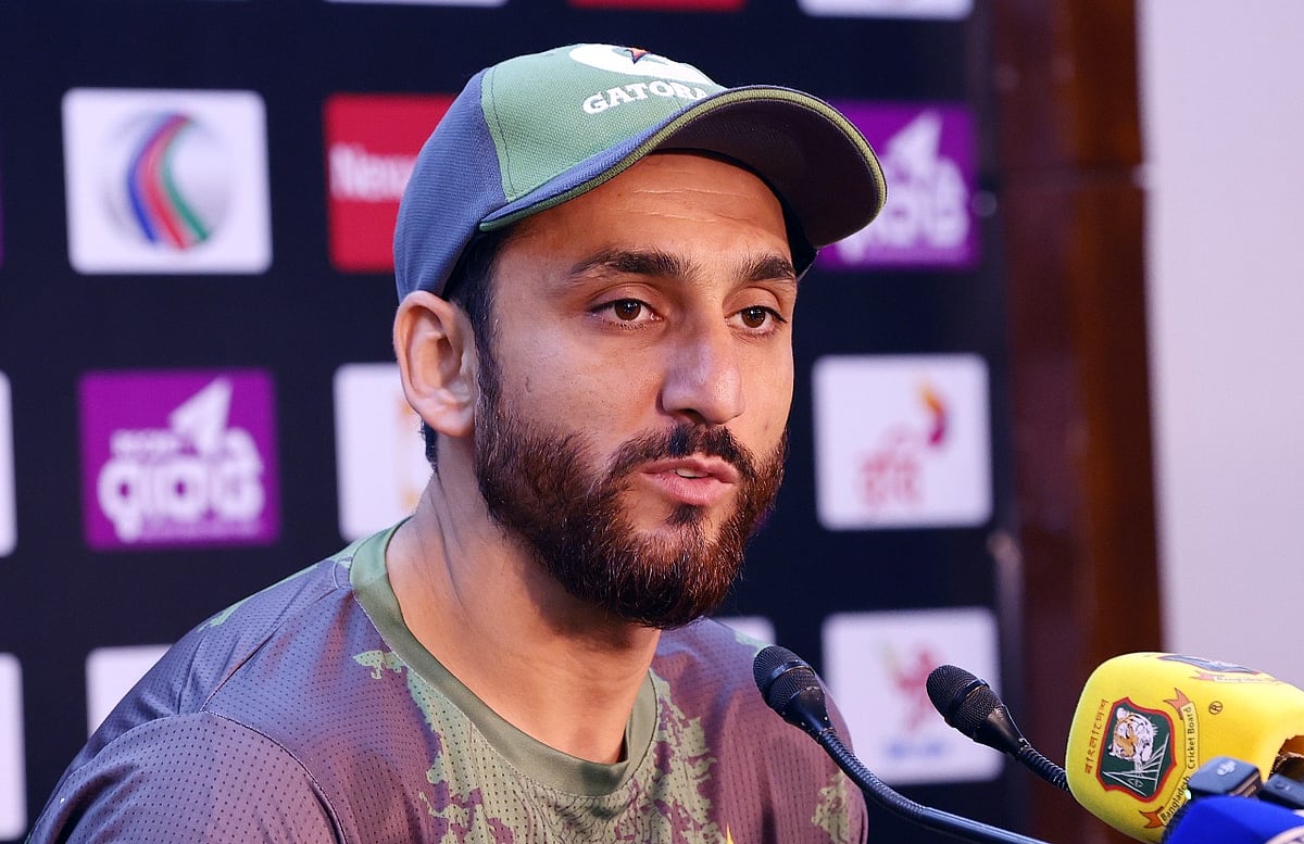 মিরপুরে আজ সংবাদ সম্মেলনে পাকিস্তানের অধিনায়ক সালমান আগা।