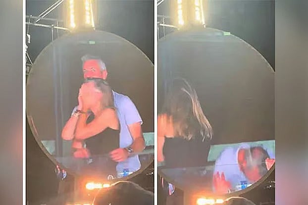 কনসার্ট চলাকালে স্টেডিয়ামের বিশাল পর্দায় হঠাৎ এক নারী ও এক পুরুষের ছবি ভেসে ওঠে। তাঁরা আলিঙ্গনরত অবস্থায় দাঁড়িয়ে গানের তালে তালে দুলছিলেন