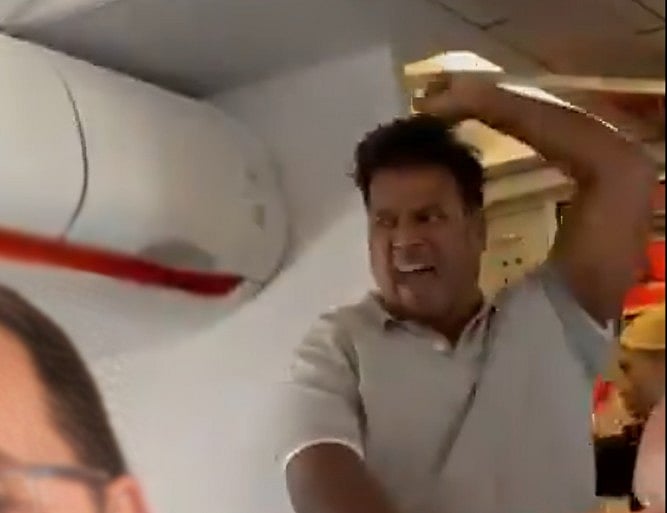 উড়োজাহাজে স্লোগান দিচ্ছেন ভারতীয় বংশোদ্ভূত যুক্তরাজ্যের নাগরিক