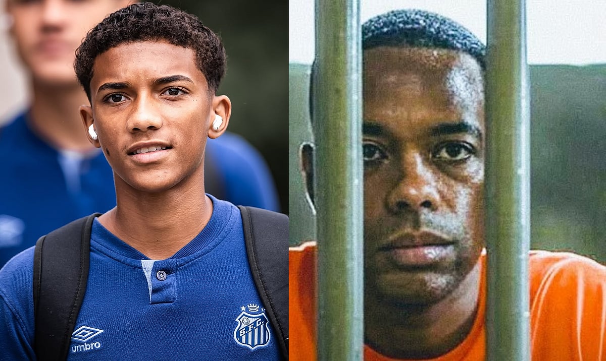 সান্তোসের ফুটবলার রবসন রবিনিও জুনিয়র (বাঁয়ে) ও তাঁর কারাবন্দী বাবা রবিনিও