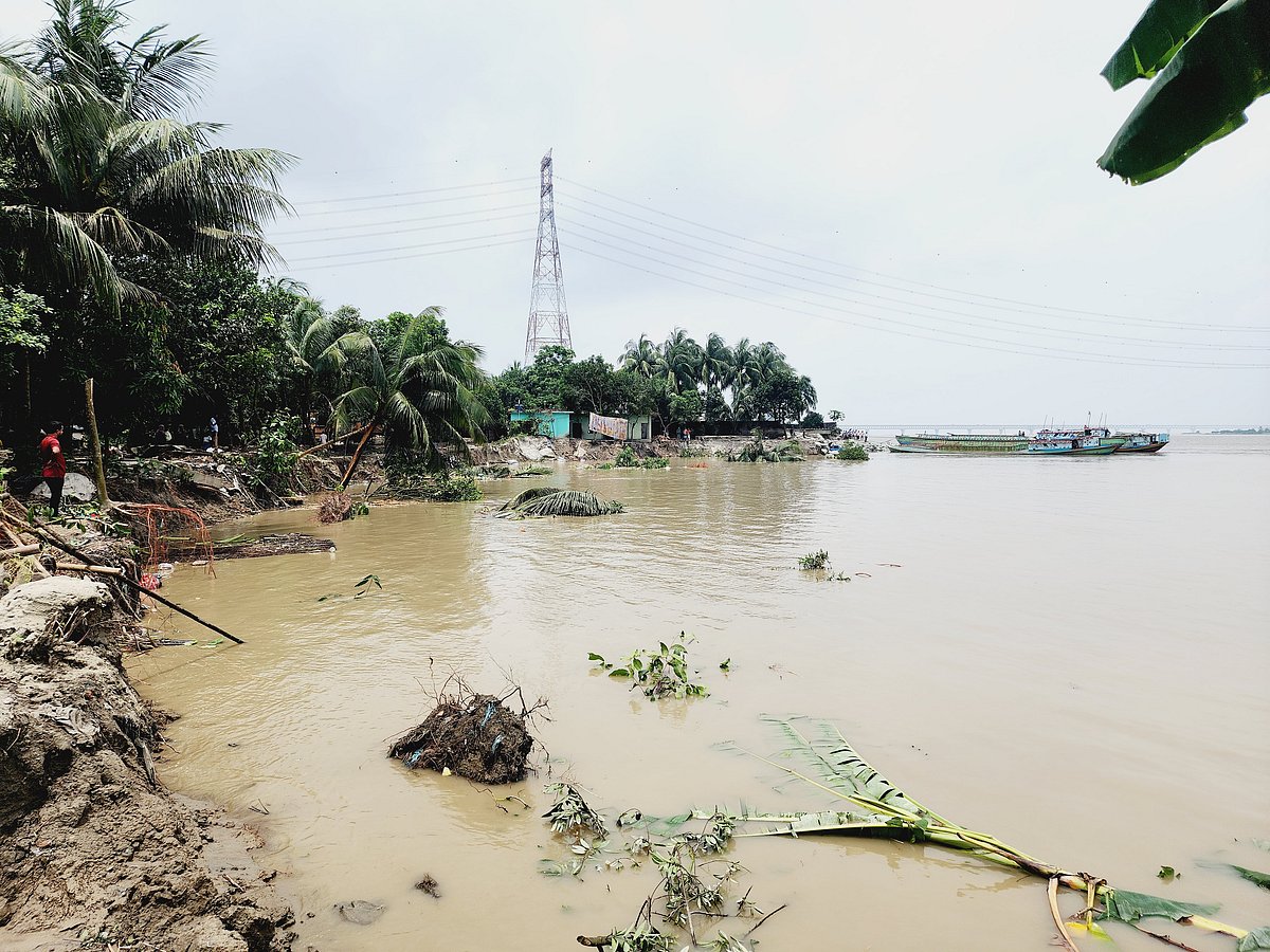 শরীয়তপুরের জাজিরায় পদ্মা সেতু প্রকল্প এলাকা রক্ষা বাঁধের আরও ২০০ মিটার অংশ পদ্মা নদীতে বিলীন হয়েছে। শনিবার আলম খাঁরকান্দি এলাকায়
