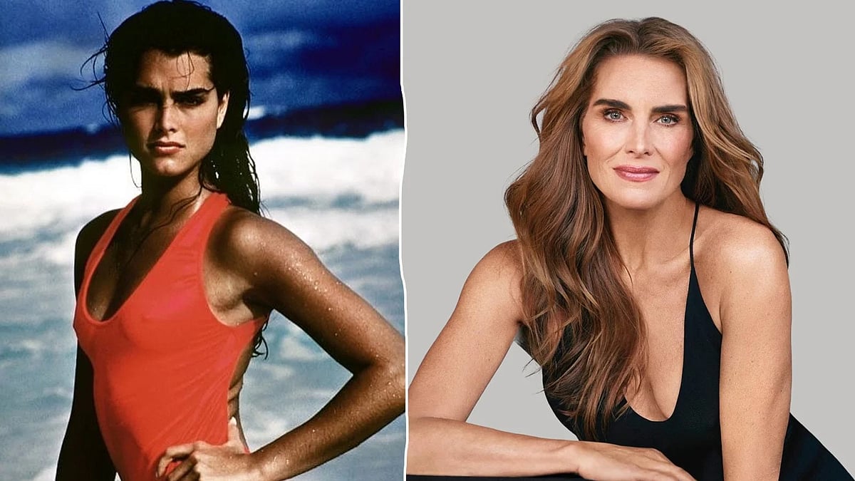 ব্রুক শিল্ডস তখন আর এখন। কোলাজ