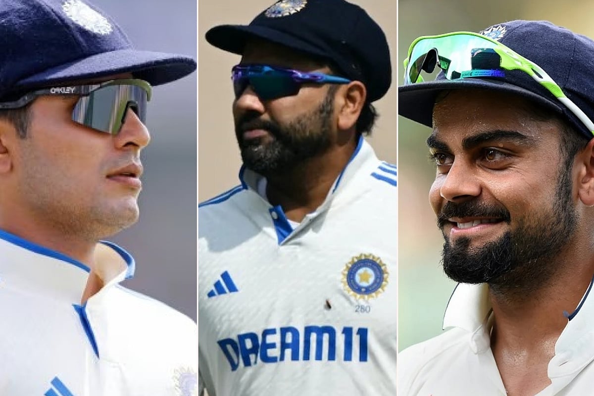 শুবমান গিল, রোহিত শর্মা ও বিরাট কোহলি (বাঁ থেকে)