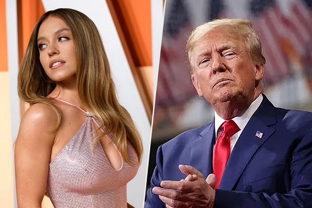 সিডনি সুইনি ও ডোনাল্ড ট্রাম্প। কোলাজ