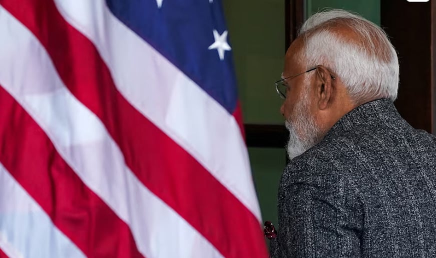 যুক্তরাষ্ট্রে এক সফরে হোয়াইট হাউসে ভারতের প্রধানমন্ত্রী নরেন্দ্র মোদি। ১৩ ফেব্রুয়ারি ২০২৫