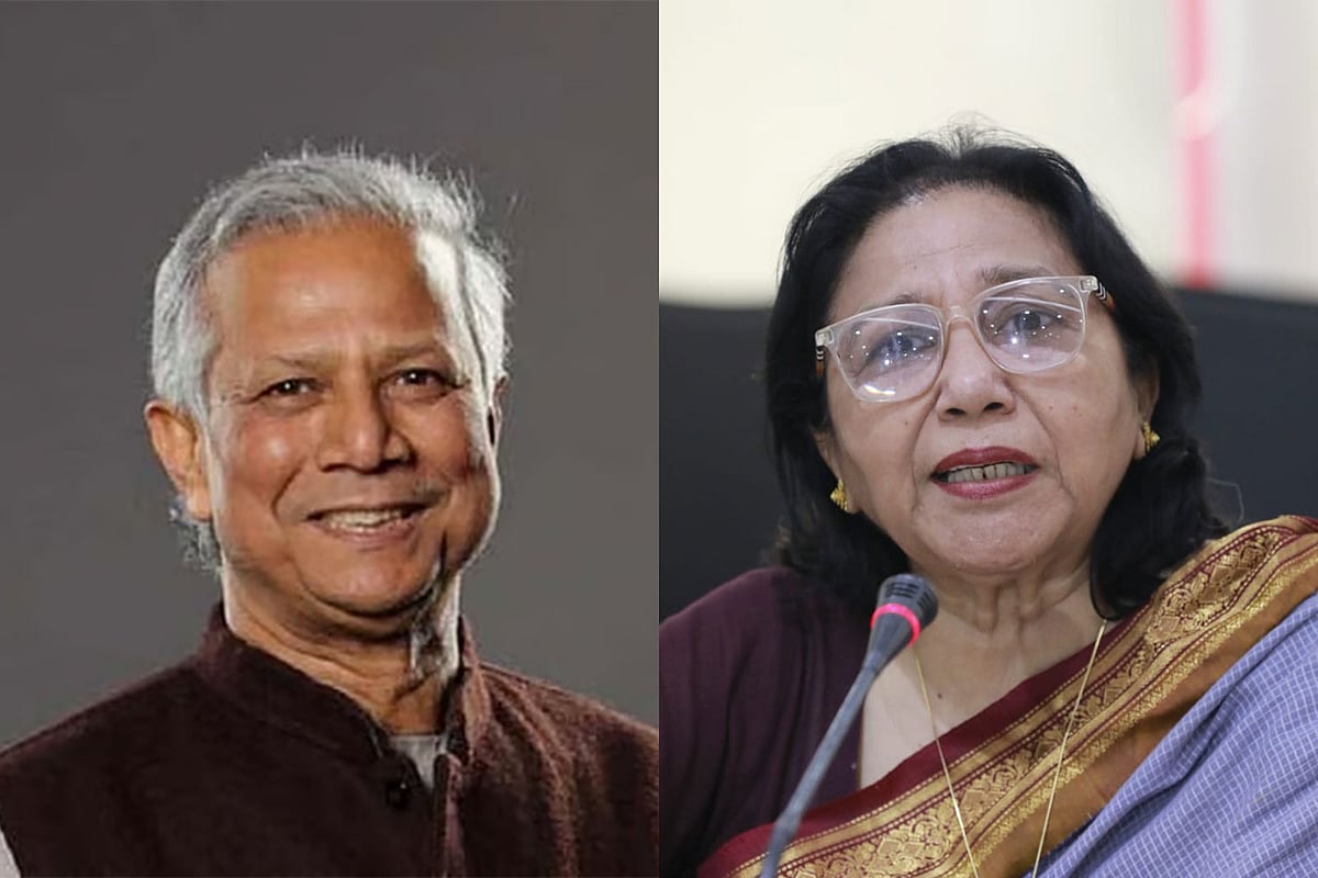 প্রধান উপদেষ্টা অধ্যাপক মুহাম্মদ ইউনূস (বাঁয়ে) ও শাহীন আনাম