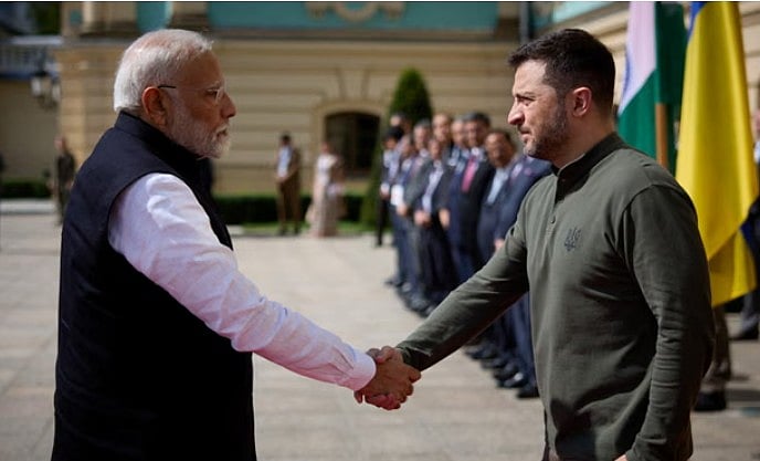 ভারতের প্রধানমন্ত্রী নরেন্দ্র মোদি ও ইউক্রেনের প্রেসিডেন্ট ভলোদিমির জেলেনস্কি