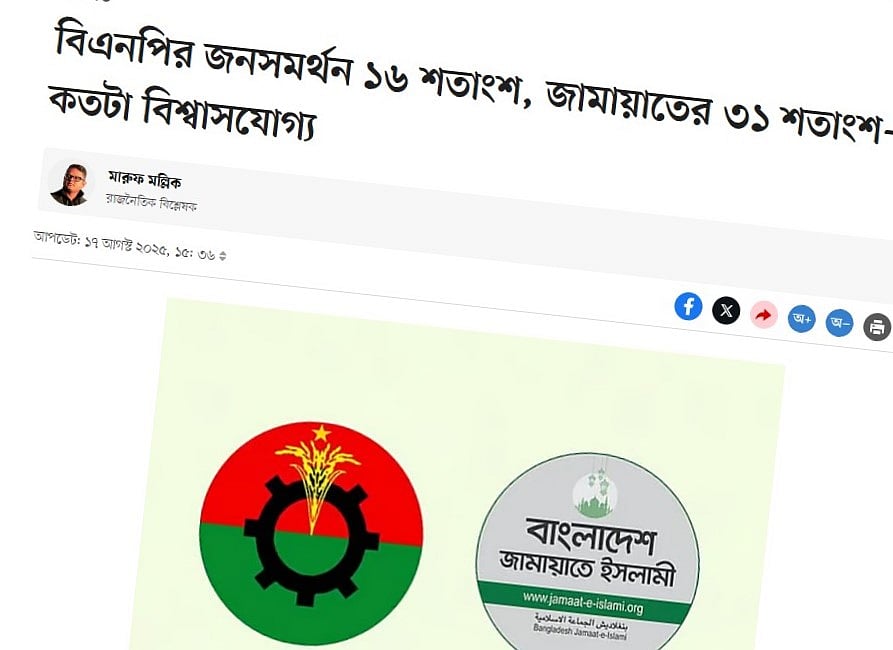 ১৭ আগস্ট প্রথম আলো অনলাইনে প্রকাশিত কলাম