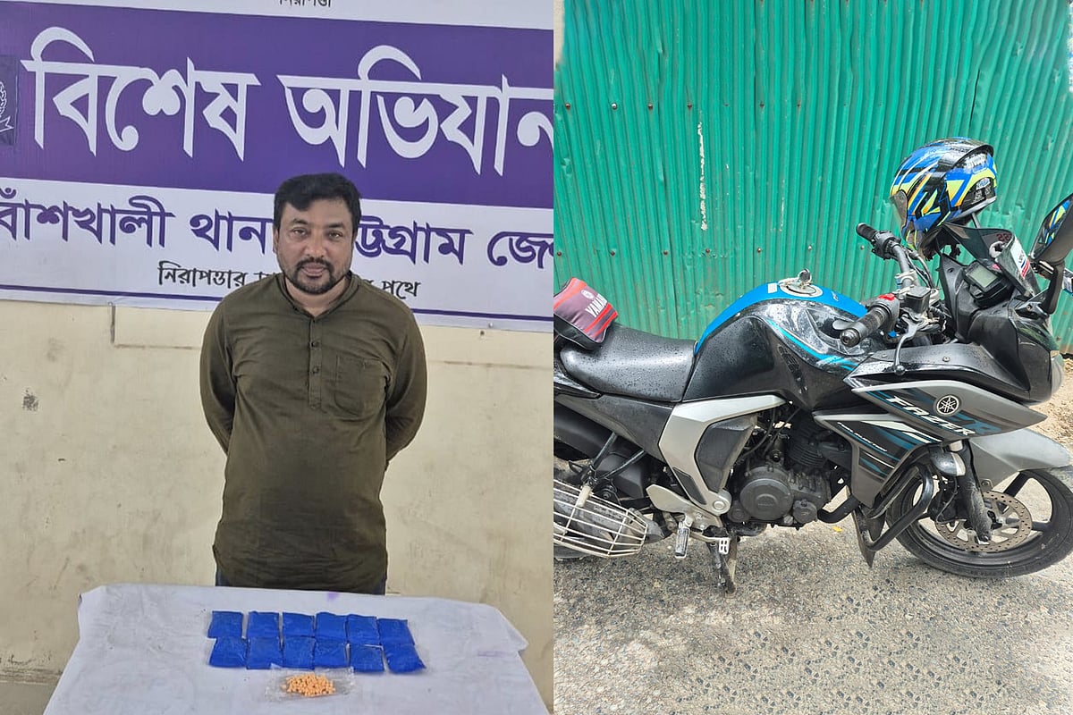 গ্রেপ্তার নুরুল আলম ও জব্দ করা মোটরসাইকেল