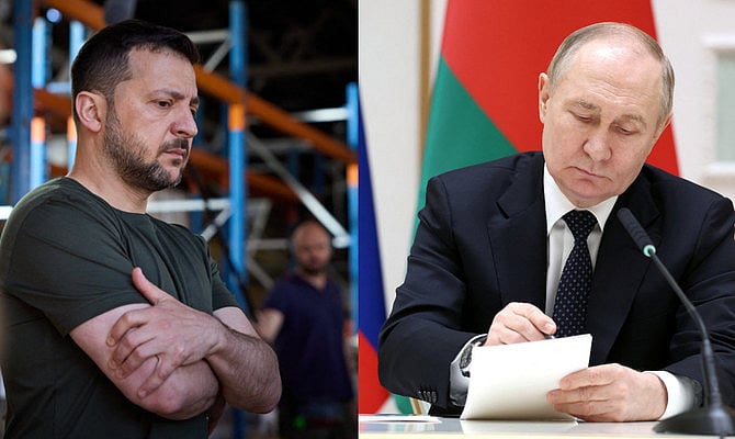 ভলোদিমির জেলেনস্কি ও ভ্লাদিমির পুতিন