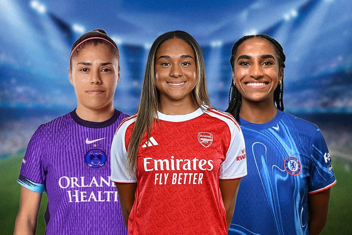 লিজবেথ ওভায়ে, অলিভিয়া স্মিথ ও নাওমি গিরমা (বাঁ থেকে) মেয়েদের ফুটবলে সবচেয়ে দামি তিন খেলোয়াড়