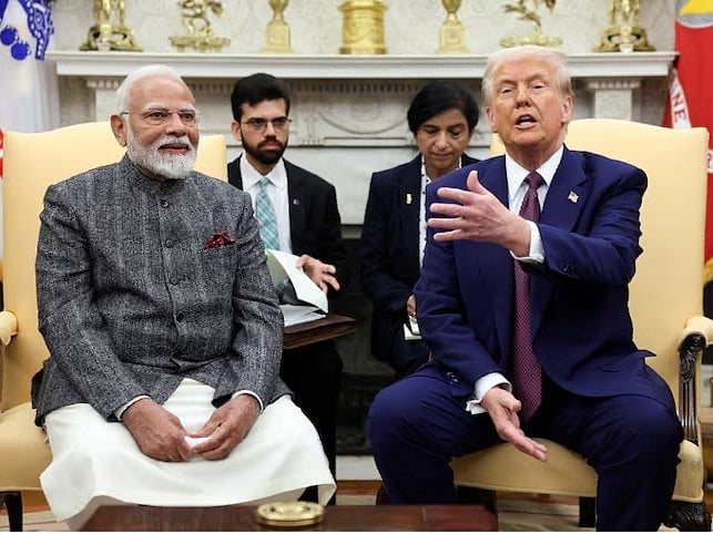 ওয়াশিংটনে ভারতের প্রধানমন্ত্রী নরেন্দ্র মোদির সঙ্গে মার্কিন প্রেসিডেন্ট ডোনাল্ড ট্রাম্পের বৈঠক। ২৫ ফেব্রুয়ারি ২০২৫, হোয়াইট হাউস