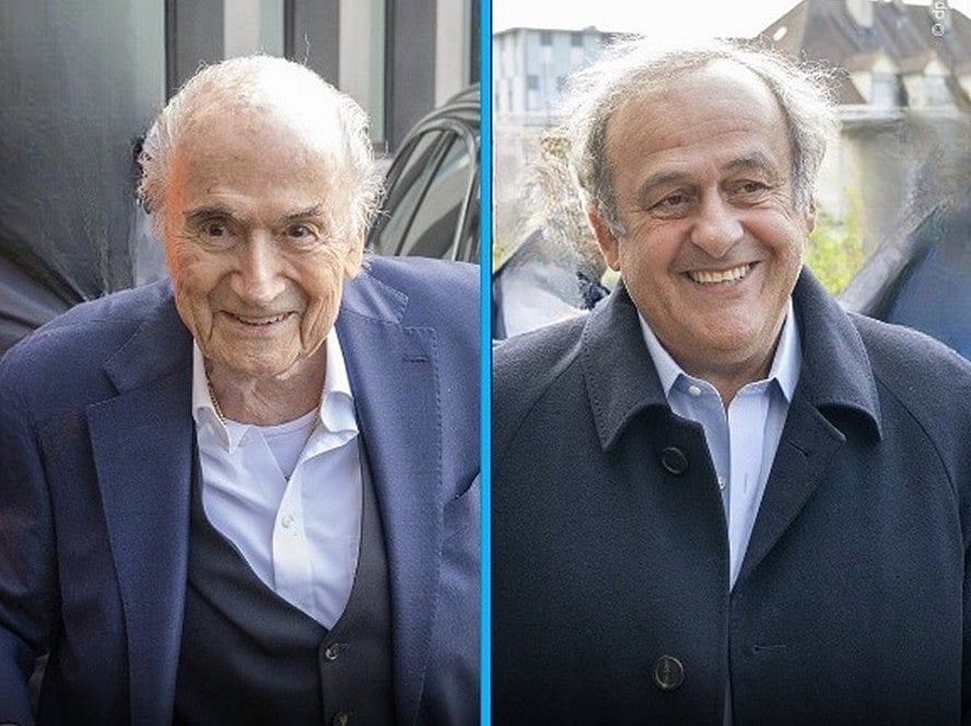 সেফ ব্ল্যাটার (বাঁয়ে) ও মিশেল প্লাতিনি