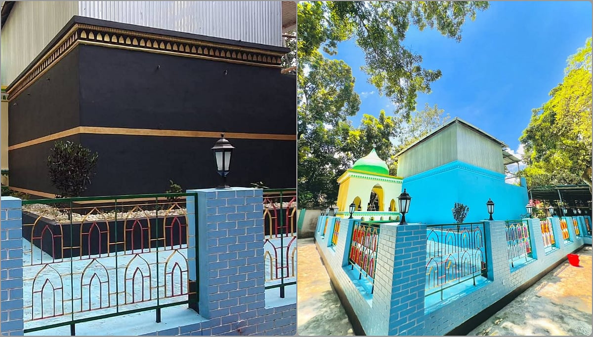 নুরুল হক মারা যাওয়ার পর কয়েক ফুট উচুতে তাঁকে কবর দেওয়া হয়। কাবার আদলে কালো রং করায় (বাঁয়ে) এটি নিয়ে আপত্তি তোলেন আলেম–ওলামারা। পরে সেটি রং পরিবর্তন (ডানে) করা হয়