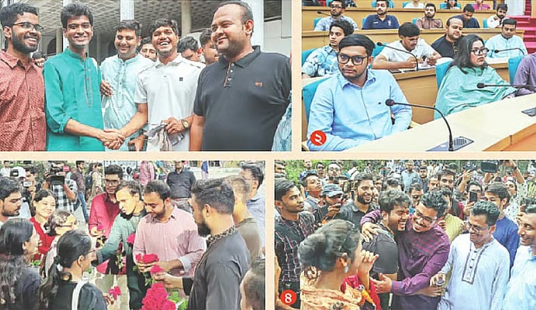 ঢাকা বিশ্ববিদ্যালয় ছাত্র সংসদ (ডাকসু) নির্বাচনে অংশ নিতে বিভিন্ন ছাত্রসংগঠন সমর্থিত প্যানেলের প্রার্থীদের প্রচারণা