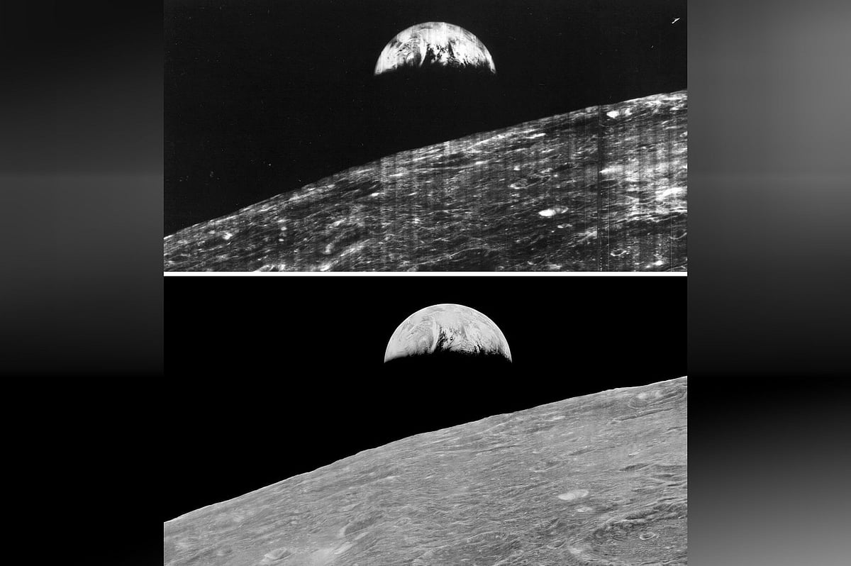 চাঁদের কক্ষপথে থাকার সময় পৃথিবীর অর্ধচন্দ্রাকৃতির ছবি তোলে লুনার অরবিটার–১ মহাকাশযান