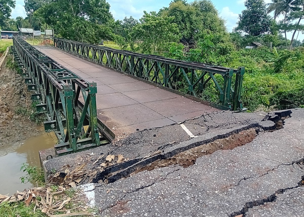 বৃষ্টিতে পাহাড়ি ঢলের তোড়ে সীমান্তের শূন্যরেখার কাছে সংযোগ সড়কসহ বেইলি সেতু ধসে গেছে। এতে বাংলাদেশ–ভারতে পণ্য আমদানি-রপ্তানিসহ যাত্রী পারাপার বন্ধ হয়ে পড়েছে। সোমবার দুপুরে মৌলভীবাজারের জুড়ীর বটুলি শুল্ক স্টেশন এলাকায়