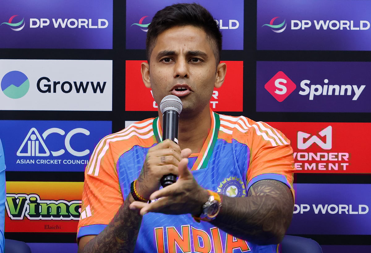 এশিয়া কাপে অধিনায়কদের সংবাদ সম্মেলনে সূর্যকুমার যাদব। গতকাল দুবাইয়ে