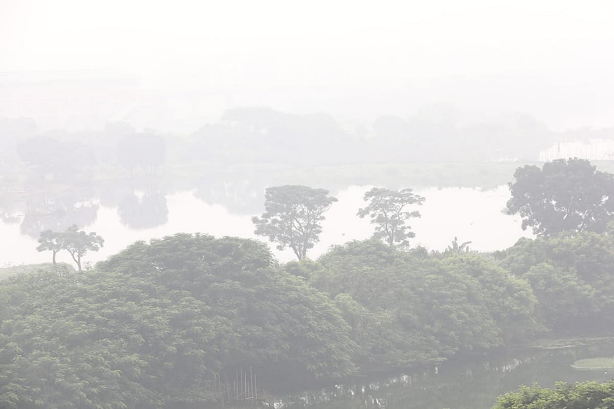 রাজধানীতে সকাল থেকেই আকাশ ছিল ঘোলাটে। খানিকটা মনে হচ্ছিল যেন কুয়াশা পড়ছে। আজ শনিবার সকালে  দিয়াবাড়ি থেকে তোলা