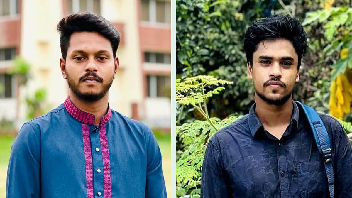 গকসুর  ভিপি ইয়াছিন আল মৃদুল দেওয়ান (বাঁয়ে) ও জিএস মো. রায়হান খান