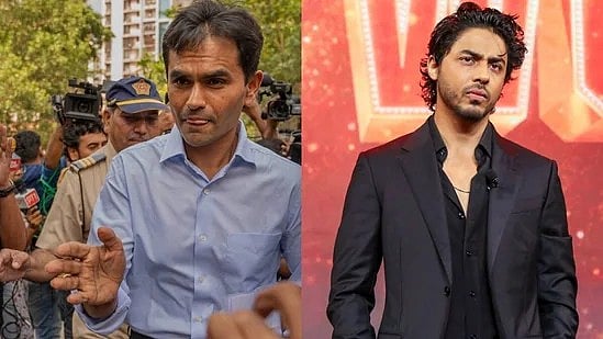 সমীর ওয়াংখেড়ে ও আরিয়ান খান। কোলাজ