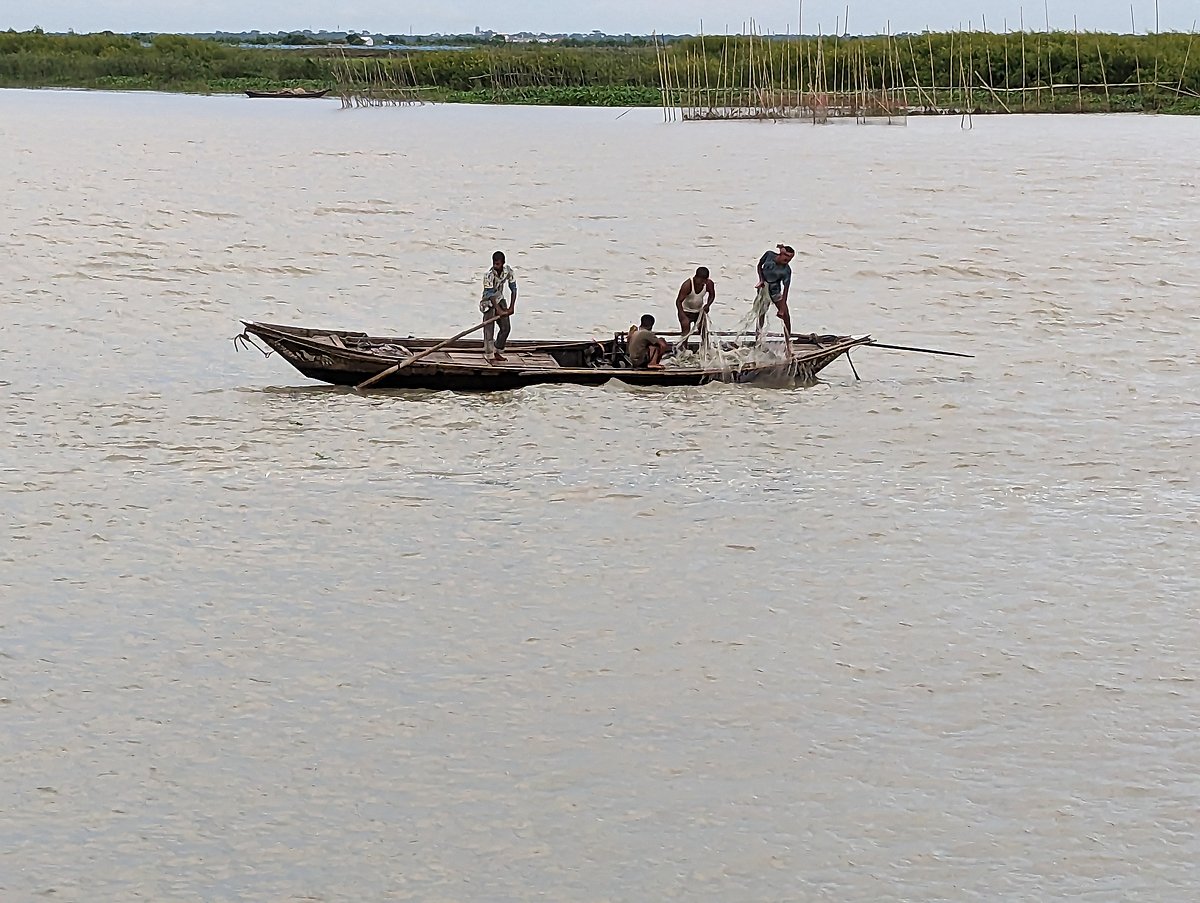 মেঘনা নদীতে ইলিশ মাছ শিকার করছেন জেলেরা। সম্প্রতি শরীয়তপুরের ভেদরগঞ্জ উপজেলার নরসিংহপুর এলাকায়