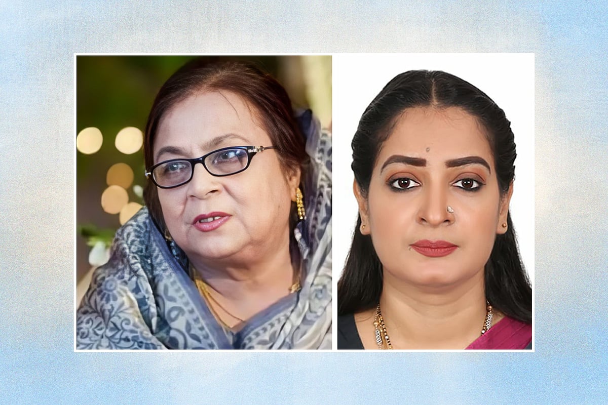 বিএনপির স্থায়ী কমিটির সদস্য সেলিমা রহমান (বাঁয়ে) ও ঢাকা জেলা বিএনপির সাধারণ সম্পাদক নিপুণ রায় চৌধুরী (ডানে)