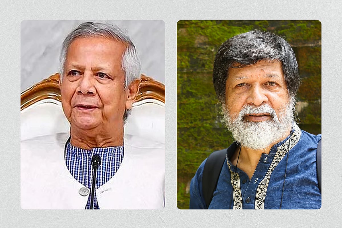 প্রধান উপদেষ্টা অধ্যাপক মুহাম্মদ ইউনূস ও আলোকচিত্রী–মানবাধিকারকর্মী শহিদুল আলম