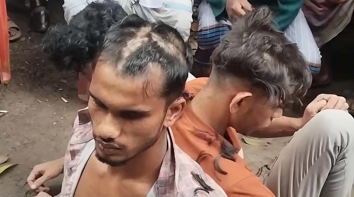 নগরকান্দায় চুরির অভিযোগে তিন তরুণের মাথার চুল কেটে দিয়েছে গ্রামবাসী। আজ মঙ্গলবার সকালে