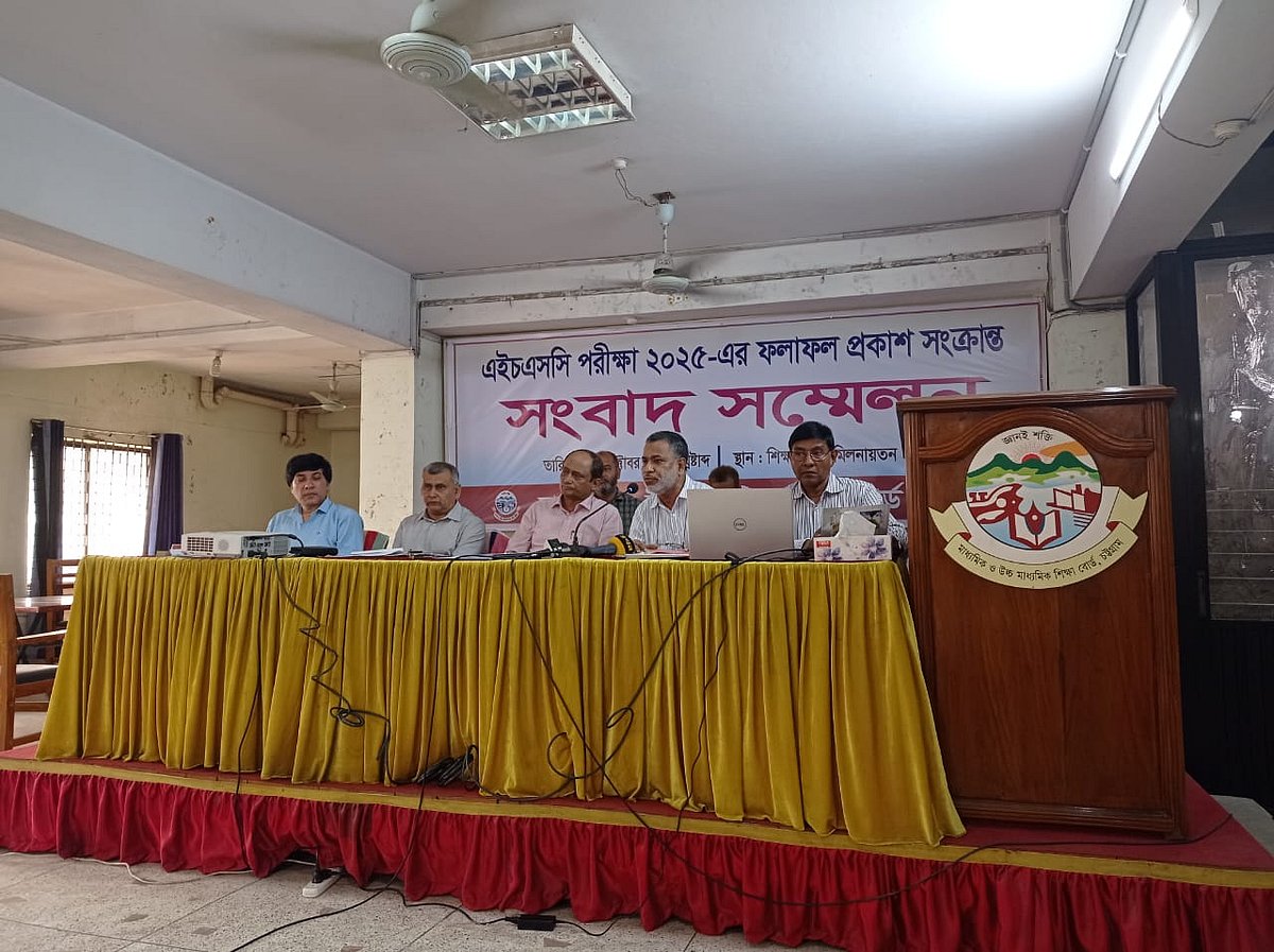 সংবাদ সম্মেলনে এসএসসি ও সমমানের পরীক্ষার ফলাফল ঘোষণা করছেন চট্টগ্রাম বোর্ডের পরীক্ষা নিয়ন্ত্রক পারভেজ সাজ্জাদ চৌধুরী। আজ সকাল সাড়ে নয়টায় চট্টগ্রাম শিক্ষা বোর্ডের মিলনায়তনে