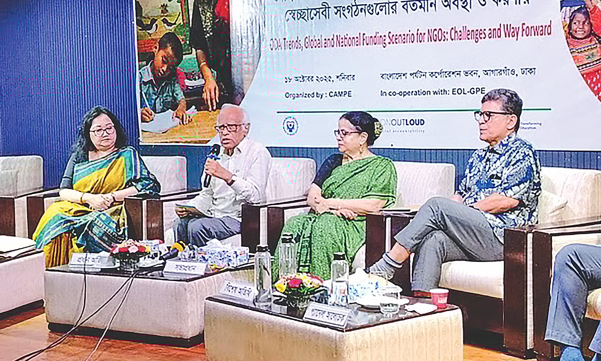 ‘বৈশ্বিক ও অন্যান্য কারণে সৃষ্ট অর্থায়ন–সংকটের পরিপ্রেক্ষিতে স্বেচ্ছাসেবী সংগঠনগুলোর বর্তমান অবস্থা ও করণীয়’ শীর্ষক মতবিনিময় সভায় বক্তব্য দেন পরিকল্পনা উপদেষ্টা ওয়াহিদউদ্দিন মাহমুদ। গতকাল রাজধানীর আগারগাঁওয়ে পর্যটন করপোরেশন ভবনে