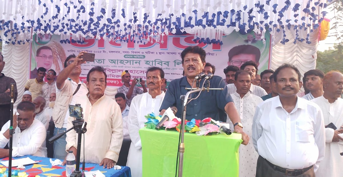 কুষ্টিয়ার মিরপুর উপজেলার আমলা ইউনিয়নের আমলা বাজারে জনসভায় বক্তব্য দেন জাতীয় পার্টির (কাজী জাফর) মহাসচিব আহসান হাবিব (লিংকন) । গতকাল মঙ্গলবার বিকেলে