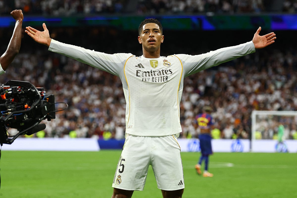 গোলের পর জুড বেলিংহামের ট্রেডমার্ক উদ্‌যাপন