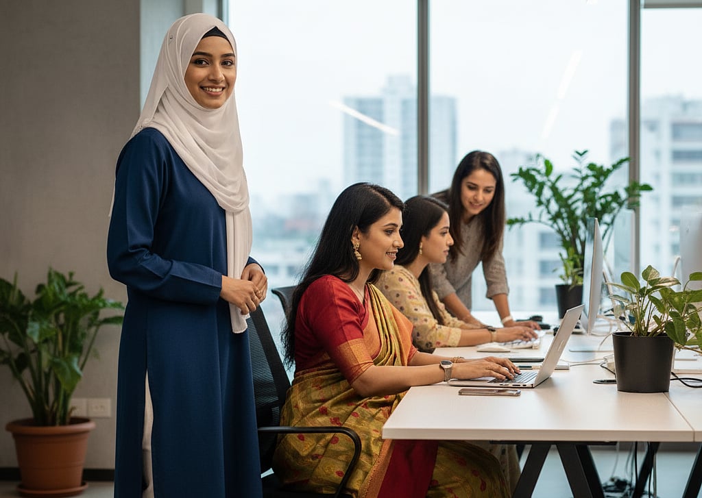 অফিসে কর্মরত বাংলাদেশের নারীরা