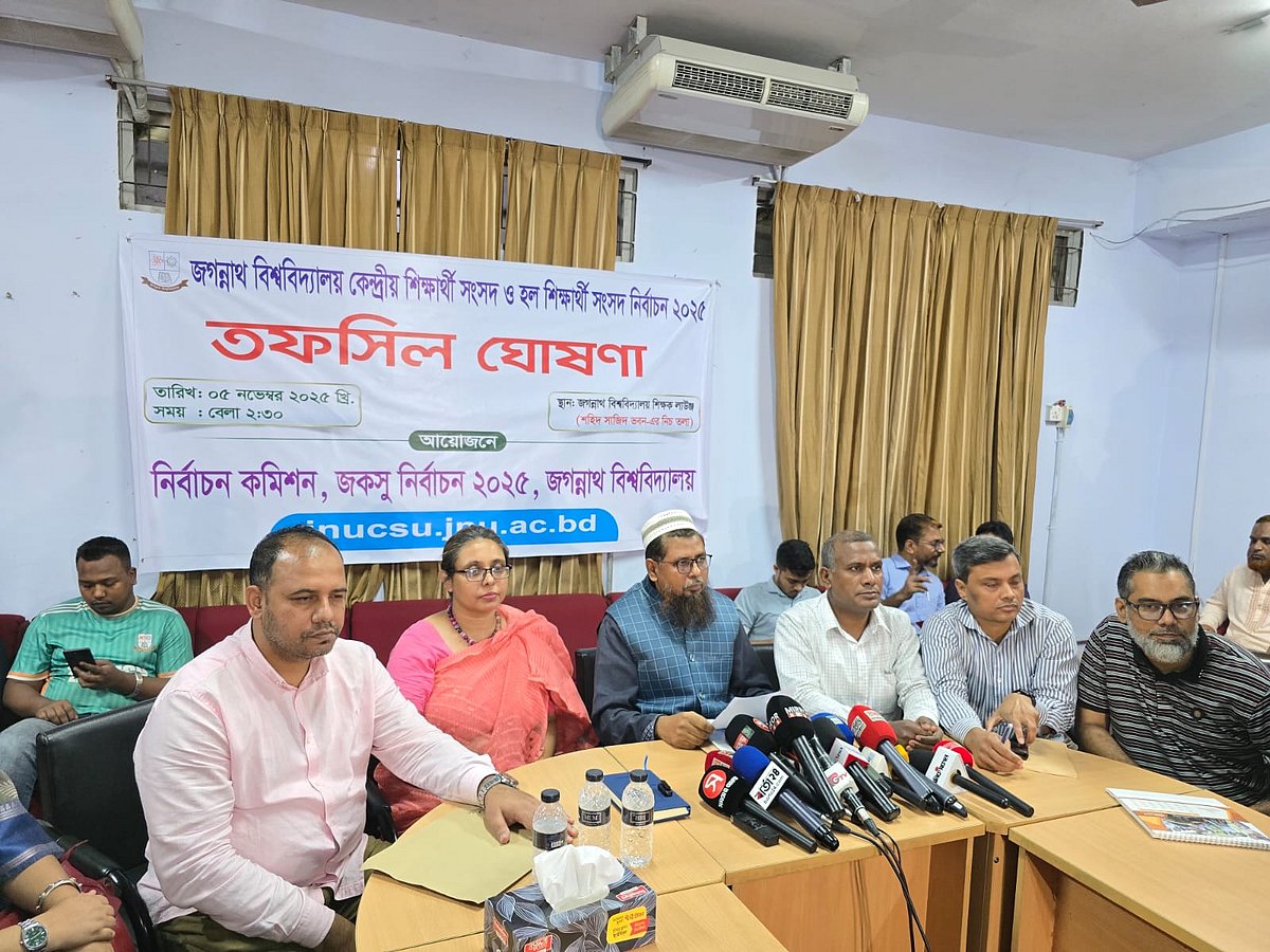 জগন্নাথ বিশ্ববিদ্যালয় কেন্দ্রীয় শিক্ষার্থী সংসদ (জকসু) নির্বাচনের তফসিল ঘোষণা করা হয়েছে। আজ বুধবার দুপুরে বিশ্ববিদ্যালয়ের শিক্ষক লাউঞ্জে