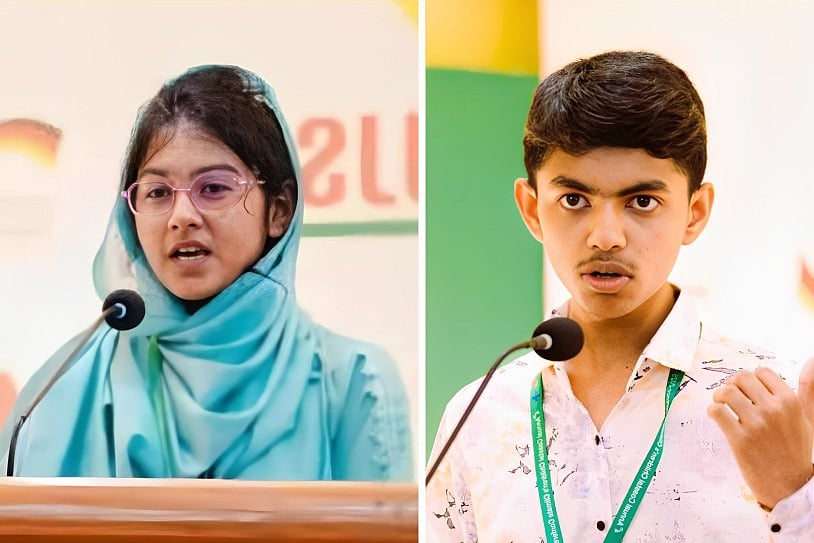 নওশীন ইসলাম (বাঁয়ে) ও নুর আহমদ