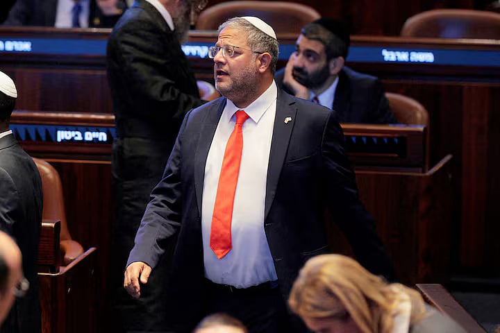 নেসেটে উগ্র দক্ষিণপন্থী ইসরায়েলি মন্ত্রী ইতামার বেন–গভির। জেরুজালেম, ১৩ অক্টোবর ২০২৫