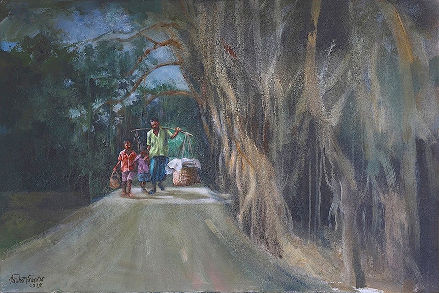 ‘হাটে যাওয়া’। শিল্পী কিরীটি রঞ্জন বিশ্বাস